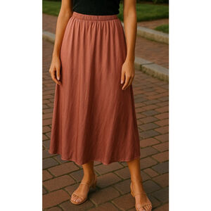 Zara Mauve Satin Midi Skirt Romantic Luxe Elegant Summer Brunch Luxe Parisian L